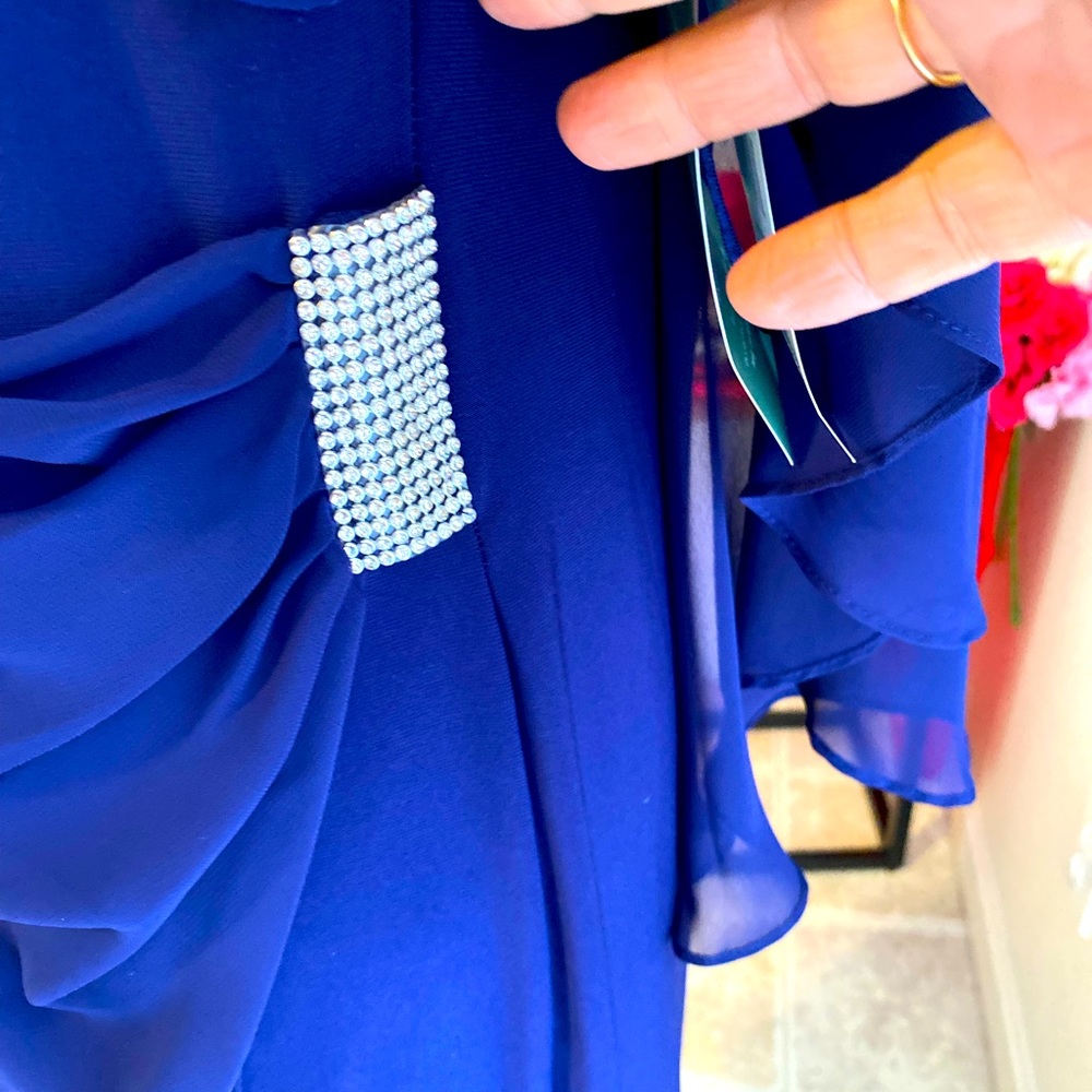 Mother of the groom dress. Wide Rhinestone straps, very elegant blue. New tags